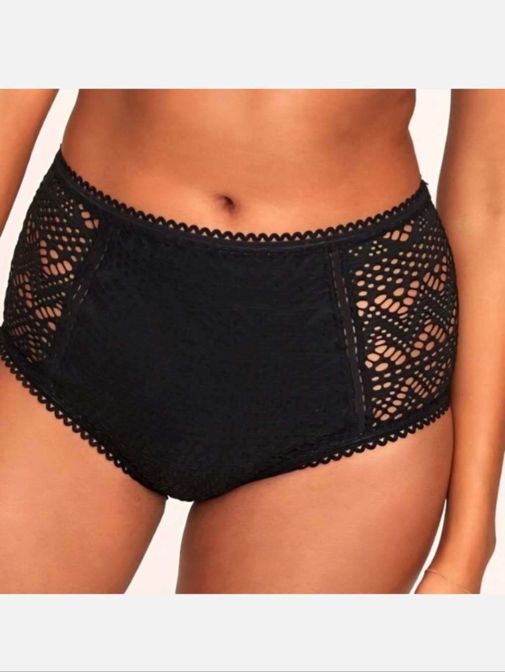 NWT Adore Me High Waisted Crochet Bikini Bottom Black Size 2X